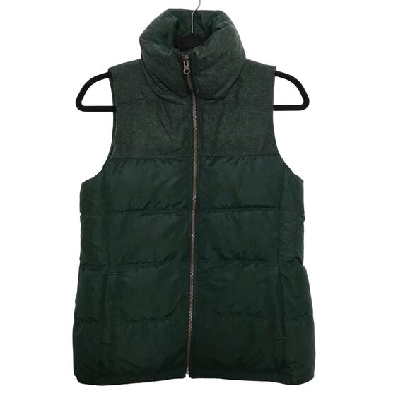 Old Navy Womens XSmall Mixed Fabric Frost Free Vest Green Quilted Pockets Winter - Picture 1 of 8